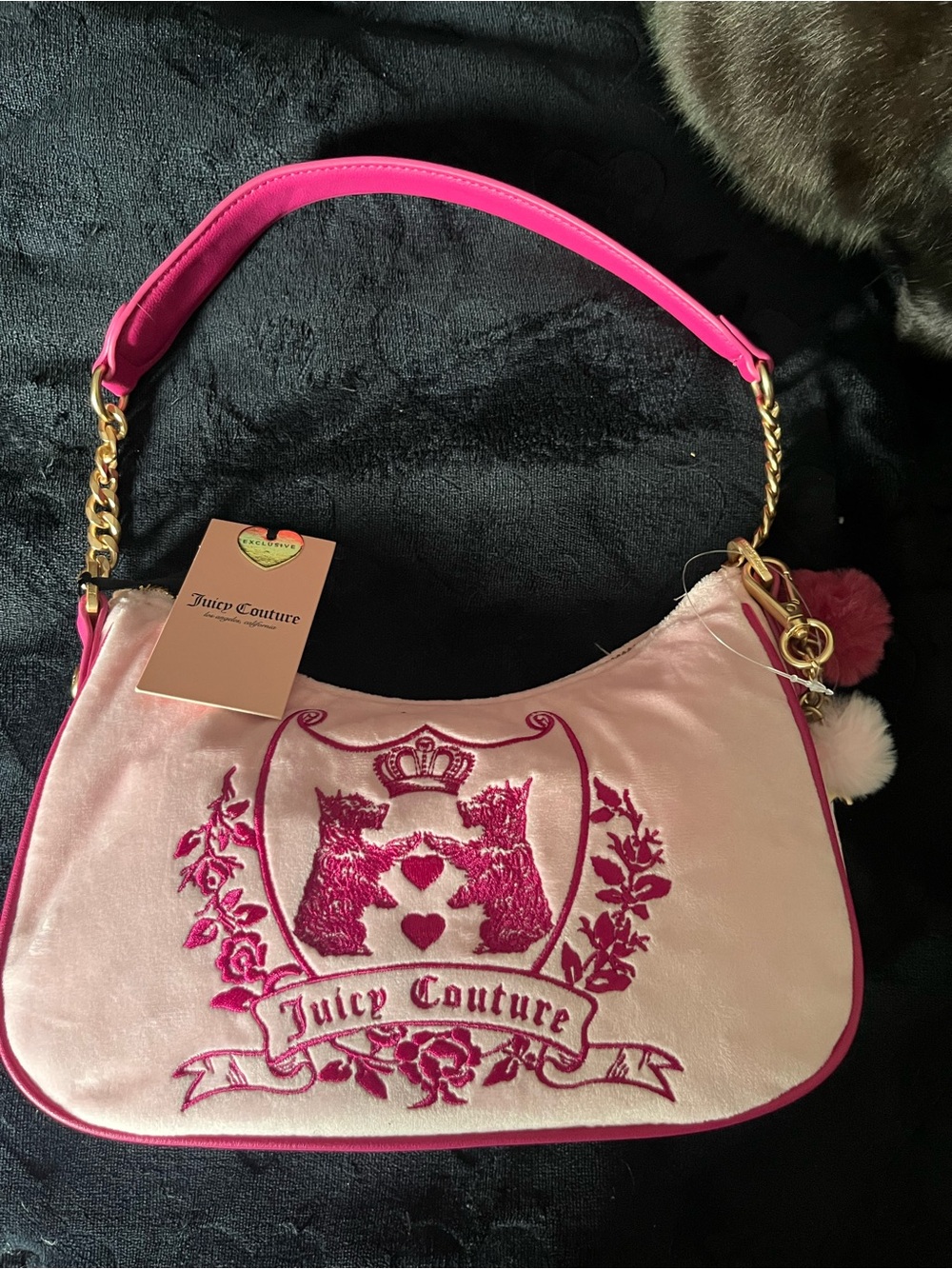 Juicy Couture Pink Velour Shoulder Bag